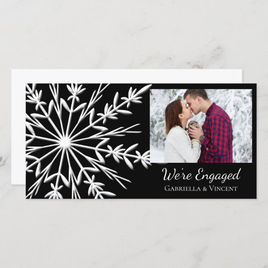 Verloving met zwarte en witte sneeuwvlokken Aankon Aankondiging (Voorkant / Achterkant)