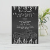 Verloving met zwarte lederen zilver-motorfiets kaart (Staand voorkant)