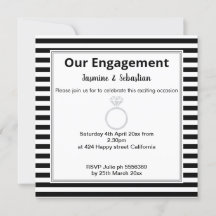 Verloving met zwarte & witte streep Diamond Ring