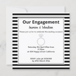 Verloving met zwarte & witte streep Diamond Ring Kaart