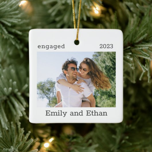 Verloving Minimale foto Modern Couple Ornament (Boom)