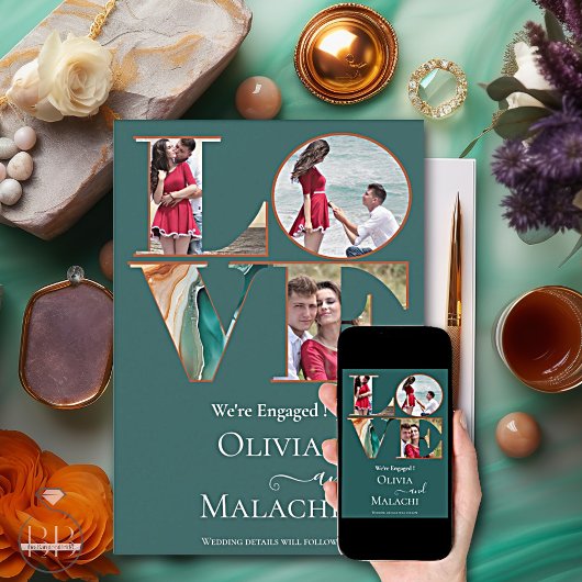 Verloving Modern Abstract Agaat Jade Aankondiging