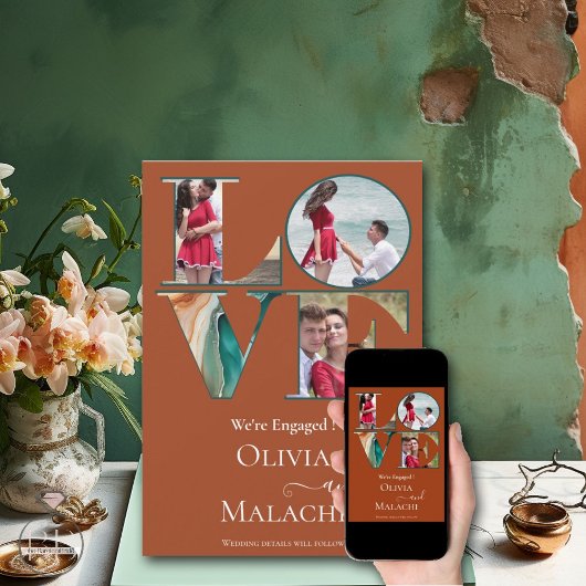 Verloving Modern Abstract Agaat Jade Aankondiging