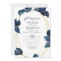 Verloving Modern Deep Indigo Blue en Gold