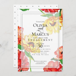 VERLOVING | Moderne Gerbera bloemen rood geel Kaart