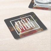 Verloving-monogram voor bruiloft - Foto HEEFT EEN Kartonnen Onderzetters (Schuin)