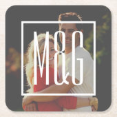 Verloving-monogram voor bruiloft - Foto HEEFT EEN Kartonnen Onderzetters (Voorkant)