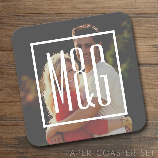 Verloving-monogram voor bruiloft - Foto HEEFT EEN Kartonnen Onderzetters