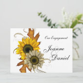Verloving nodigt White Yellow Sunflower Florence u Kaart (Staand voorkant)
