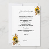 Verloving nodigt White Yellow Sunflower Florence u Kaart (Achterkant)