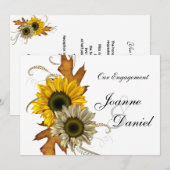 Verloving nodigt White Yellow Sunflower Florence u Kaart (Voorkant / Achterkant)