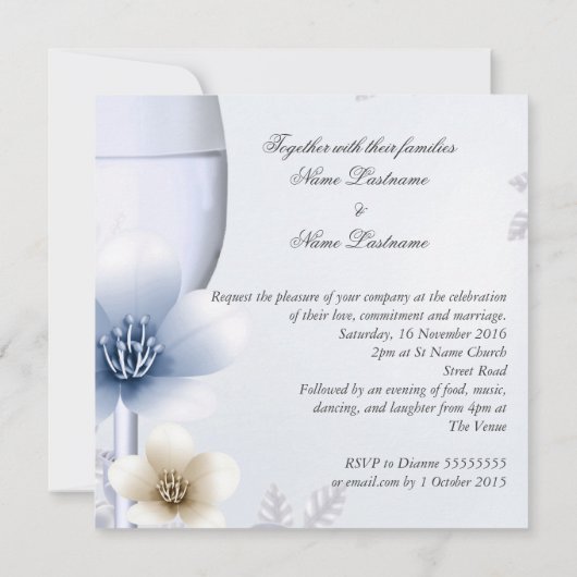 Verloving of Jubileum Blue Silver Kaart (Achterkant)