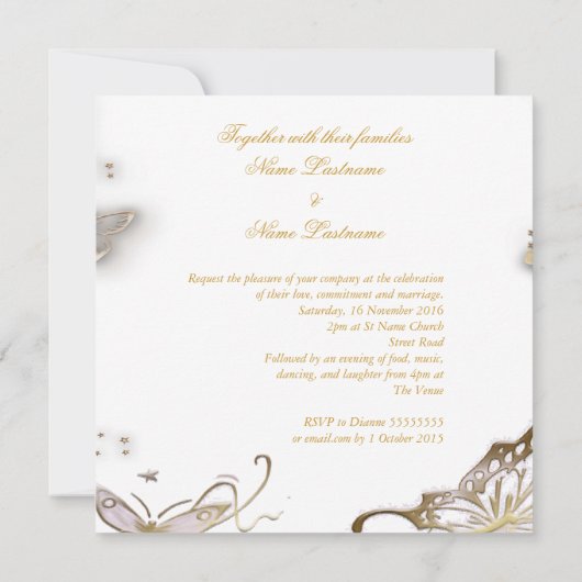 Verloving of Jubileum White Sepia Kaart (Achterkant)