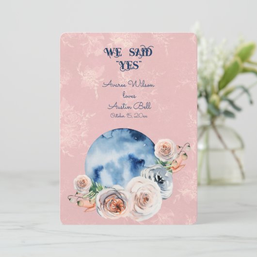 Verloving over de maan We zeiden "Ja" Kaart (Staand voorkant)