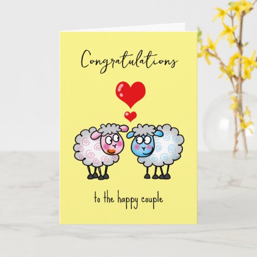 verloving paar gefeliciteerd kaart (Gele Bloem)