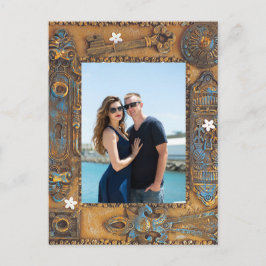 Verloving Paar Partij Antiek Skelet Key RSVP Feestdagenkaart