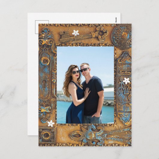 Verloving Paar Partij Antiek Skelet Key RSVP Feestdagenkaart (Voorkant / Achterkant)