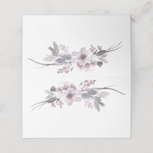 Verloving Paarse grijze winterFloral Wedding  Plaatskaartje (Buitenkant ongevouwen)