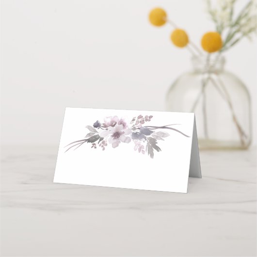 Verloving Paarse grijze winterFloral Wedding  Plaatskaartje (Achterkant)