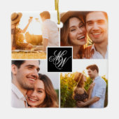 Verloving Photo Collage Monogram Keramisch Ornament (Voorkant)