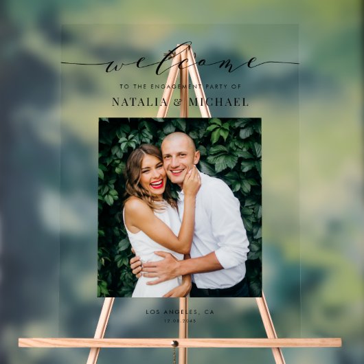 Verloving Photo Design met zwart sierlijk script Acryl Bord (Neutraal)