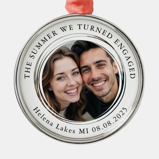 Verloving Photo Keepsake Metalen Ornament (Voorkant)