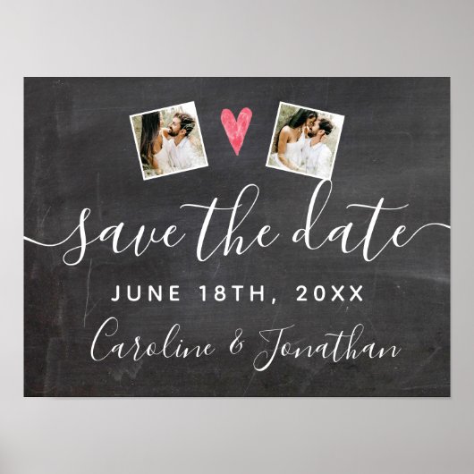 Verloving Photo Prop Chalkboard Save the Date Poster (Voorkant)