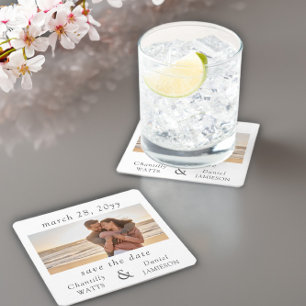 Verloving Photo Wedding Save the Date Kartonnen Onderzetters