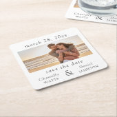 Verloving Photo Wedding Save the Date Kartonnen Onderzetters (Schuin)