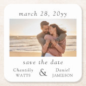 Verloving Photo Wedding Save the Date Kartonnen Onderzetters (Voorkant)