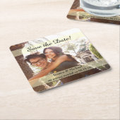 Verloving Photo Wedding Save the Date Kartonnen Onderzetters (Schuin)