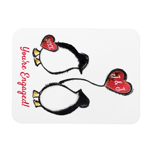 verloving pinguïn gift magnet magneet (Horizontaal)