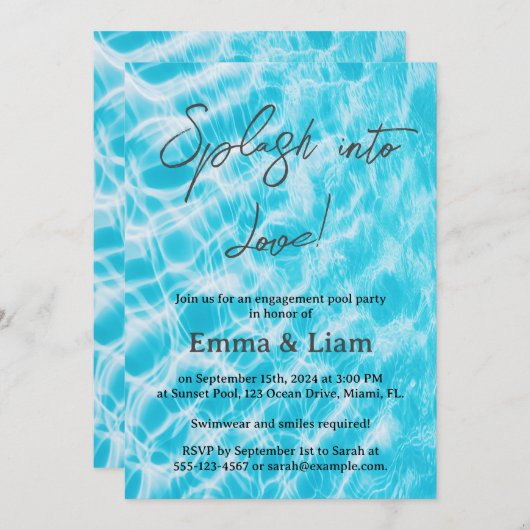 Verloving Pool Party Kaart (Voorkant / Achterkant)