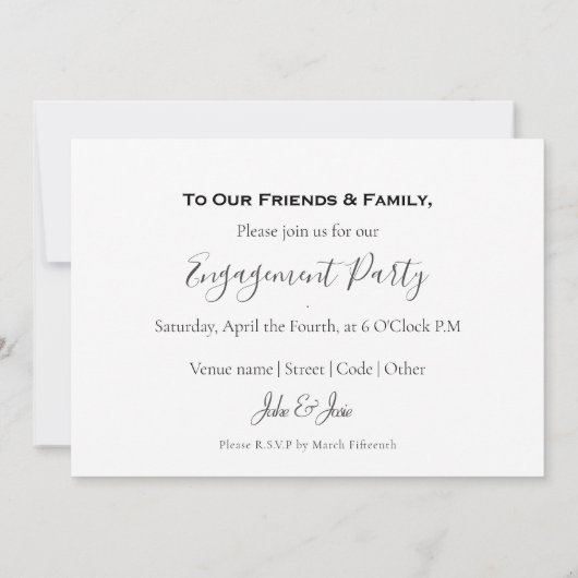 Verloving ring, bekendmaking van de betrokken part aankondiging (Achterkant)