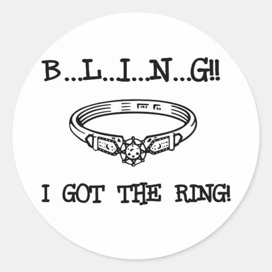 Verloving Ring Bling Ronde Sticker (Voorkant)