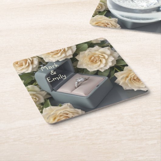 Verloving Ring Kartonnen Onderzetters (Schuin)