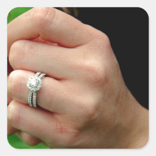 Verloving ring met Daisy Vierkante Sticker