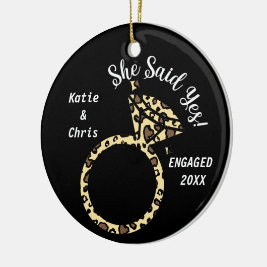 verloving ring, persoonlijke naam en datum keramisch ornament (Links)