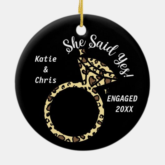 verloving ring, persoonlijke naam en datum keramisch ornament (Achterkant)