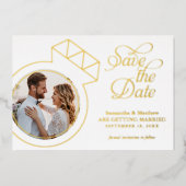 Verloving Ring Photo Wedding Save the Date Folie Uitnodiging (Voorkant)