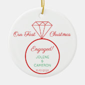 Verloving Ring voor en gestreept achterversiering Keramisch Ornament (Voorkant)