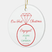 Verloving Ring voor en gestreept achterversiering Keramisch Ornament (Links)