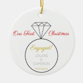 Verloving Ring vooraan en gestreept achteraan Keramisch Ornament (Voorkant)