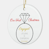 Verloving Ring vooraan en gestreept achteraan Keramisch Ornament (Links)