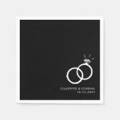 Verloving Ringingen | Zwarte Engagement Party Servet (Voorkant)