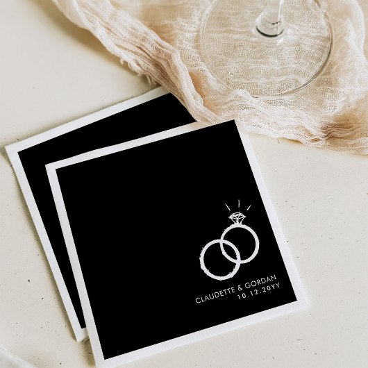 Verloving Ringingen | Zwarte Engagement Party Servet