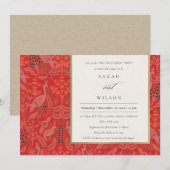 Verloving Rode Classy Flora Peacock Pattern Kaart (Voorkant / Achterkant)
