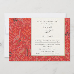 Verloving Rode Classy Flora Peacock Pattern Kaart