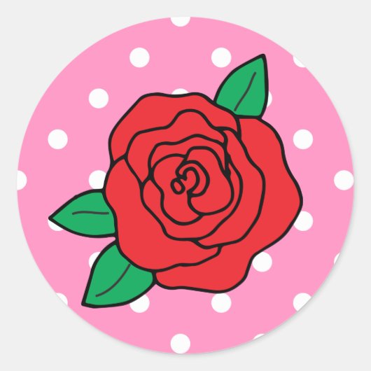Verloving Romantische rode rozen en vlekken op roz Ronde Sticker (Voorkant)