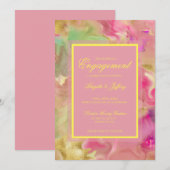 Verloving roze, goud & groen save the date (Voorkant / Achterkant)